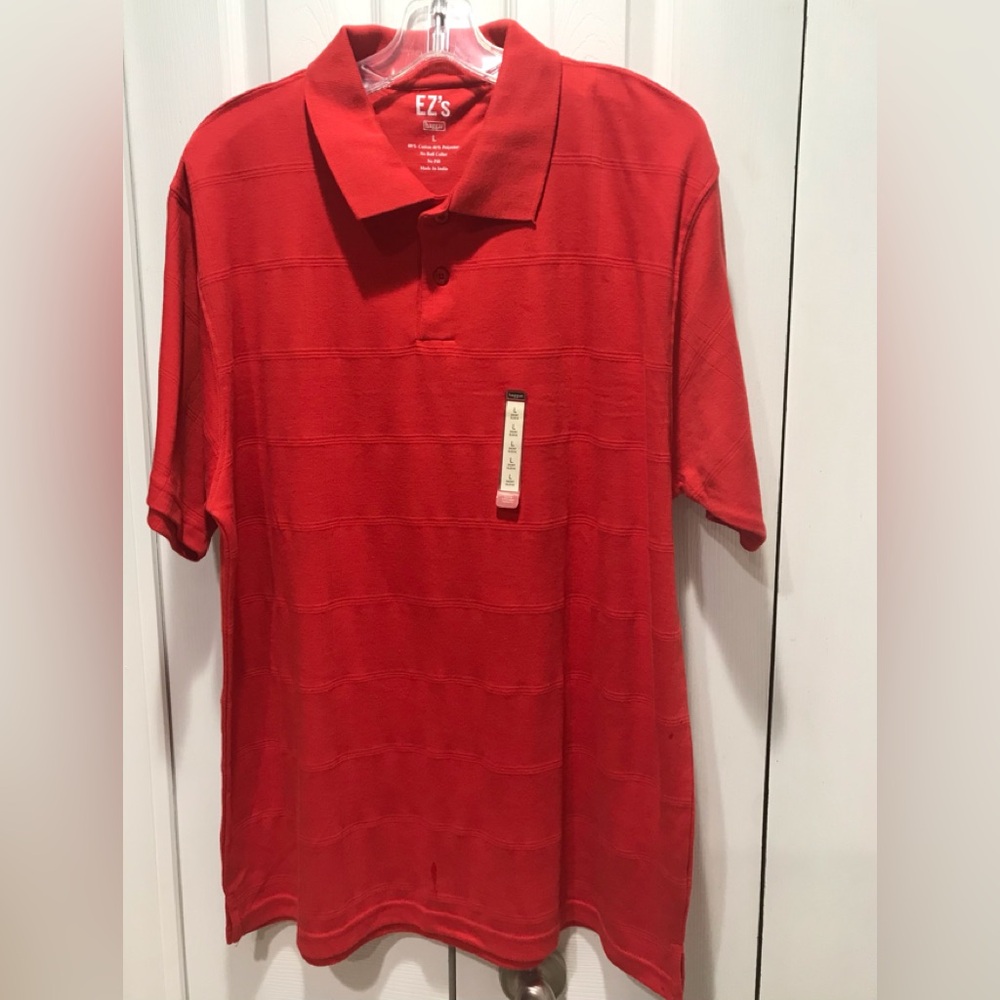 🍏🍏 NWT EZ’s Haggar Mens’ Burnt Orange Cotton Blend Polo Shirt, Size L